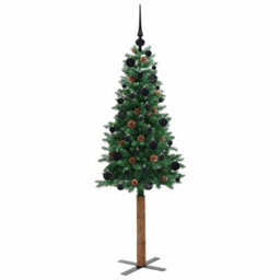Vidaxl Slim Christmas Tree Green 150 Cm Pvc And Solid Pine Wood - thumbnail 4