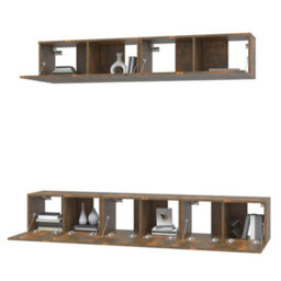 Berkfield Classic 5 Piece Tv Cabinet Set Smoked Oak Engineered Wood - thumbnail 4