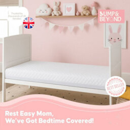 Bump & Beyond Baby Cot Mattress For Girls - Hypoallergenic, Waterproof & Breathable, Washable Cover - 120X60X10Cm - thumbnail 6