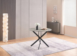 Furnizone UK Alexa 4-Seater Ceramic Grey Marble Effect Round Dining Table - thumbnail 1