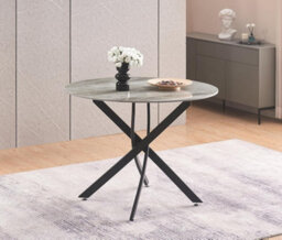 Furnizone UK Alexa 4-Seater Ceramic Grey Marble Effect Round Dining Table - thumbnail 2