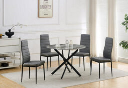 Furnizone UK Alexa 4-Seater Ceramic Grey Marble Effect Round Dining Table - thumbnail 5