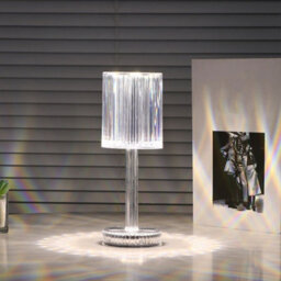 Thehotsale Cylindrical Lampshade Three-Tone Color Transparent Dimmable Table Lamp Bedside Lighting Decor For Bedroom - thumbnail 4