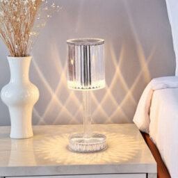 Thehotsale Cylindrical Lampshade Three-Tone Color Transparent Dimmable Table Lamp Bedside Lighting Decor For Bedroom - thumbnail 5