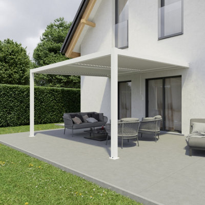 Agadon Aluminium Pergola Shading System 400 X 400 Cm White Wall Mounted - image 1