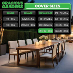 Gracious Gardens Rectangular 242X162X100Cm Outdoor Patio Waterproof Garden Furniture Cover, Weatherproof Rattan Sofa Protector - thumbnail 4