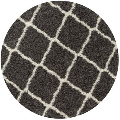The Rugs Moroccan Shaggy Rugs And Runners Soft High Pile Dark Grey And Ivory Living Room Kitchen Hallway 740 - image 1