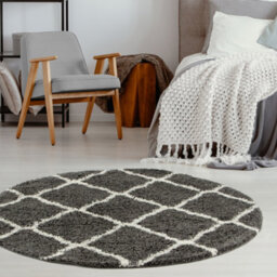 The Rugs Moroccan Shaggy Rugs And Runners Soft  High Pile Dark Grey And Ivory Living Room Kitchen Hallway 740 - thumbnail 4