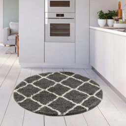 The Rugs Moroccan Shaggy Rugs And Runners Soft  High Pile Dark Grey And Ivory Living Room Kitchen Hallway 740 - thumbnail 6