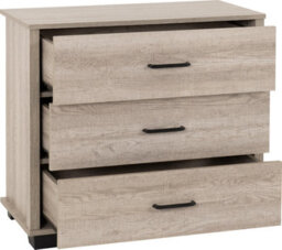 Seconique Oliver 3 Drawer Chest Light Oak Effect - thumbnail 3