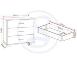 Seconique Oliver 3 Drawer Chest Light Oak Effect - thumbnail 8