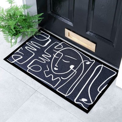 Native Natural Face Lines Abstract Indoor & Outdoor Doormat - 70X40Cm - image 1