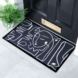Native Natural Face Lines Abstract Indoor & Outdoor Doormat - 70X40Cm - thumbnail 1