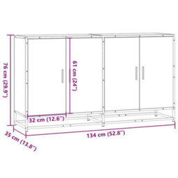 Vidaxl Sideboard Smoked Oak 134X35X76 Cm Engineered Wood - thumbnail 3