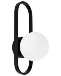 Beliani Black Oval Wall Lamp, Opaque Glass, 15 X 18 X 40 Cm - thumbnail 3