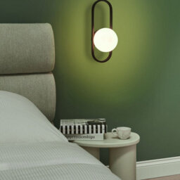 Beliani Black Oval Wall Lamp, Opaque Glass, 15 X 18 X 40 Cm - thumbnail 1