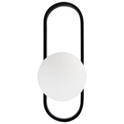 Beliani Black Oval Wall Lamp, Opaque Glass, 15 X 18 X 40 Cm - thumbnail 2