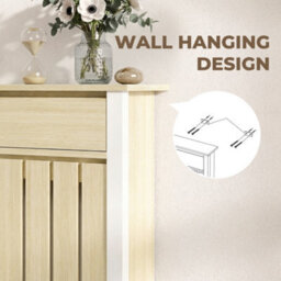 Homcom Radiator Cover With Drawer And Vertical Slats Oak - thumbnail 6