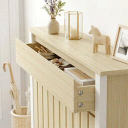 Homcom Radiator Cover With Drawer And Vertical Slats Oak - thumbnail 8