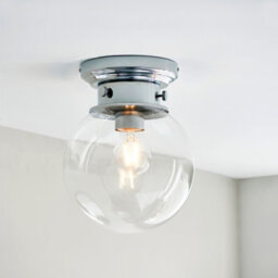 Anson Lighting Maine Bathroom Flush Light Finished In Chrome Plate And Clear Glass