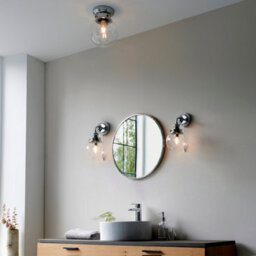 Anson Lighting Maine Bathroom Flush Light Finished In Chrome Plate And Clear Glass - thumbnail 6