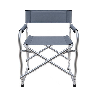 Garden Pride Folding Director Chair  With Grey Canvas Fabric With Silver Frame - image 1