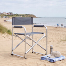Garden Pride Folding Director Chair  With Grey Canvas Fabric With Silver Frame - thumbnail 6