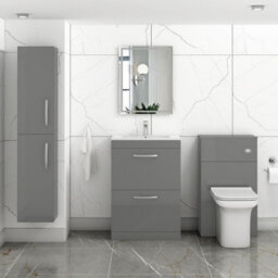 Royal Bathrooms Turin Indigo Grey Gloss 600mm Floor Standing Vanity Unit 2 Drawer With Minimalist Basin Sink - thumbnail 4