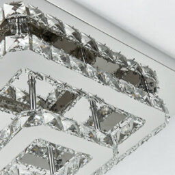 Darphe Modern Chrome Crystal 2-Tier Square Led Ceiling Light, Dimmable Semi-Flush Chandelier 40X40Cm - thumbnail 5