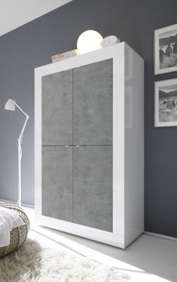 FurniComp LTD Furnicomp Selene Large 4 Door White Gloss And Grey Tall Sideboard/highboard - image 1