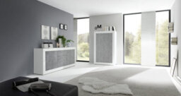 FurniComp LTD Furnicomp Selene Large 4 Door White Gloss And Grey Tall Sideboard/highboard - thumbnail 4