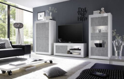 FurniComp LTD Furnicomp Selene Large 4 Door White Gloss And Grey Tall Sideboard/highboard - thumbnail 5