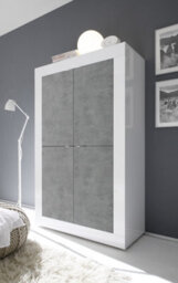 FurniComp LTD Furnicomp Selene Large 4 Door White Gloss And Grey Tall Sideboard/highboard