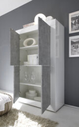 FurniComp LTD Furnicomp Selene Large 4 Door White Gloss And Grey Tall Sideboard/highboard - thumbnail 2