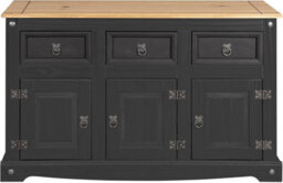 Mews Corona Sideboard Charcoal Dark Grey 3 Door 3 Drawer Solid Pine Wood - thumbnail 5
