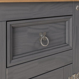 Mews Corona Sideboard Charcoal Dark Grey 3 Door 3 Drawer Solid Pine Wood - thumbnail 8