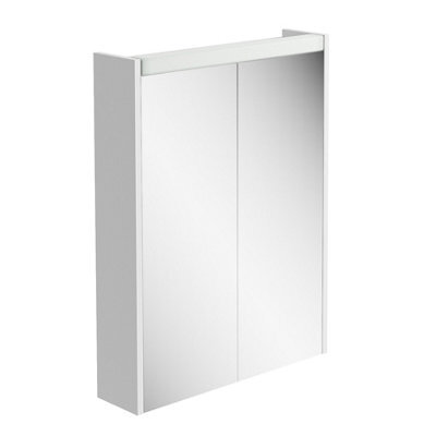 Plum&clay Borneo White Double Bathroom Mirrored Led Wall Cabinet (W)550mm (H)730mm - image 1