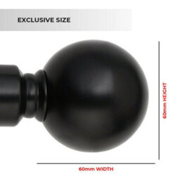 Ameha Plain Metal Adjustable Curtain Pole,70-120 Cm Extendable Curtain Rod, Matte Black Ball 60mm Classic Finials - thumbnail 3
