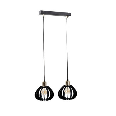 Luminosa Lighting Luminosa Gemma Bar Pendant Ceiling Light Black, Gold, 50Cm, 2X E27