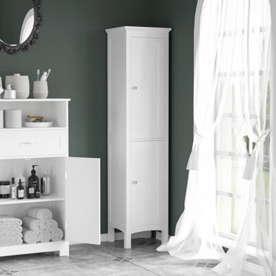 Kleankin Tall Bathroom Cabinet With Adjustable Shelves, Double Door, White - image 1