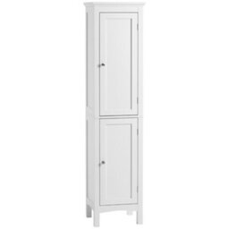 Kleankin Tall Bathroom Cabinet With Adjustable Shelves, Double Door, White - thumbnail 2