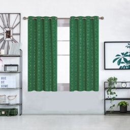 Deconovo Blackout Eyelet Curtains, Super Soft Gold Diamond Printed Energy Saving Curtains, W52 X L63 Inch, Dark Forest, One Pair - thumbnail 2