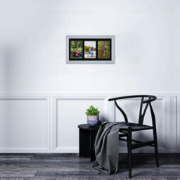 AK Frames 40X20Cm Silver Classic Multi Photo Frame With Black Mount - Holds 3 Apertures (3X) 6X4 Photos - thumbnail 3