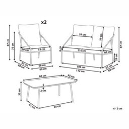 Wyld And Coco White 4-Seater Metal Garden Set With Removable Cushion Covers And Tempered Glass Table Modern - thumbnail 4