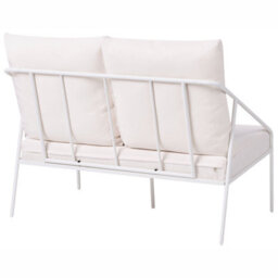 Wyld And Coco White 4-Seater Metal Garden Set With Removable Cushion Covers And Tempered Glass Table Modern - thumbnail 6
