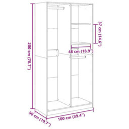 Vidaxl Wardrobe White 100X50X200 Cm Engineered Wood - thumbnail 3