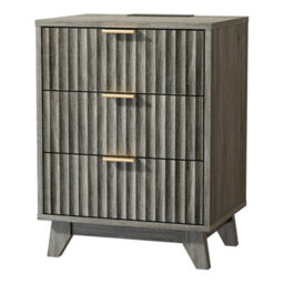 Grey Bedside Table With Charging Station, Grille Nightstand - thumbnail 1