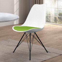 Fusion Living Soho White And Green Plastic Dining Chair With Black Metal Legs - thumbnail 2