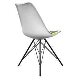 Fusion Living Soho White And Green Plastic Dining Chair With Black Metal Legs - thumbnail 3