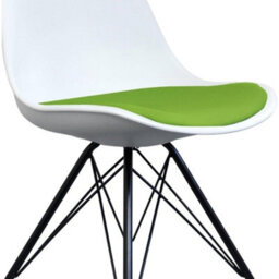 Fusion Living Soho White And Green Plastic Dining Chair With Black Metal Legs - thumbnail 4